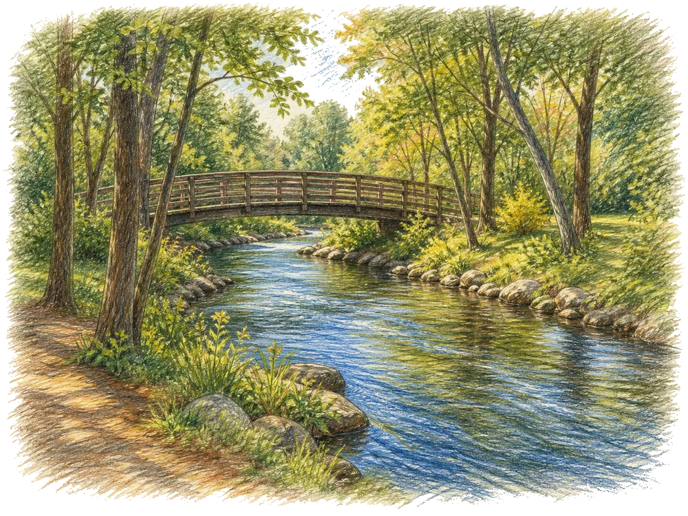 Hand-drawn colored-pencil scene of Shelby Township, Michigan