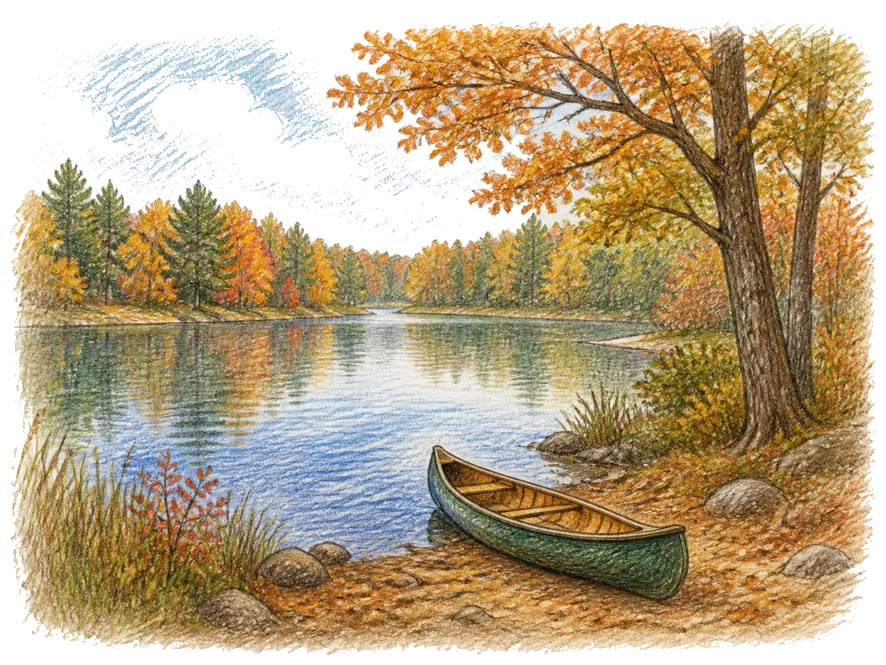 Hand-drawn colored-pencil scene of Washington Township, Michigan